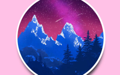 Digital Night Sky Mountains